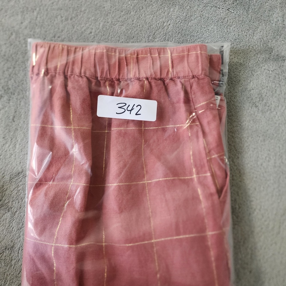 Liz Claiborne Size 14‎ Women's Rose Linen Blend Shorts Windowpane Plaid Summer - Picture 9 of 9